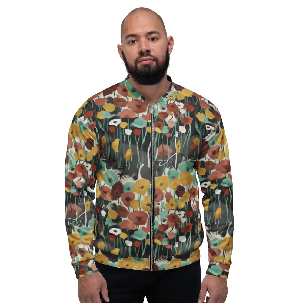 Midnight Poppies on Bomber Jacket — Front