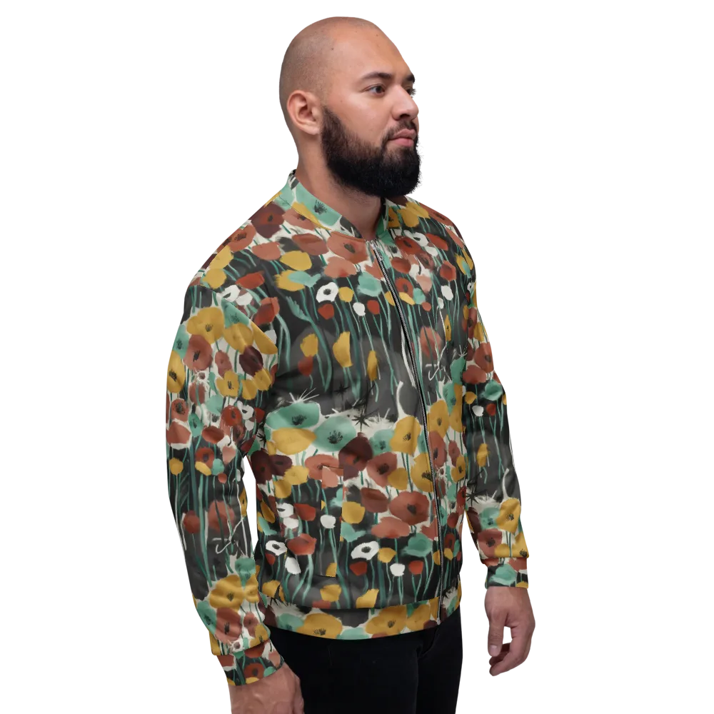Midnight Poppies on Bomber Jacket — Right