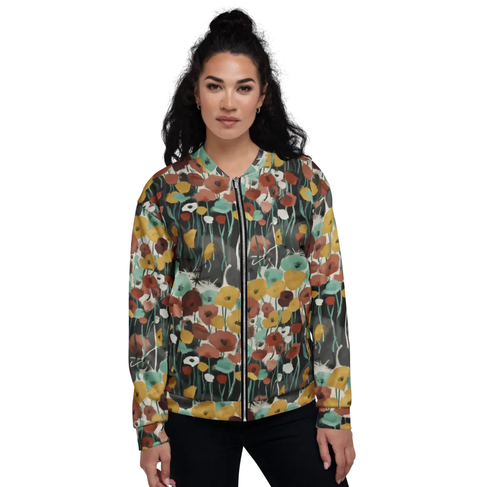 Midnight Poppies on Bomber Jacket — Front