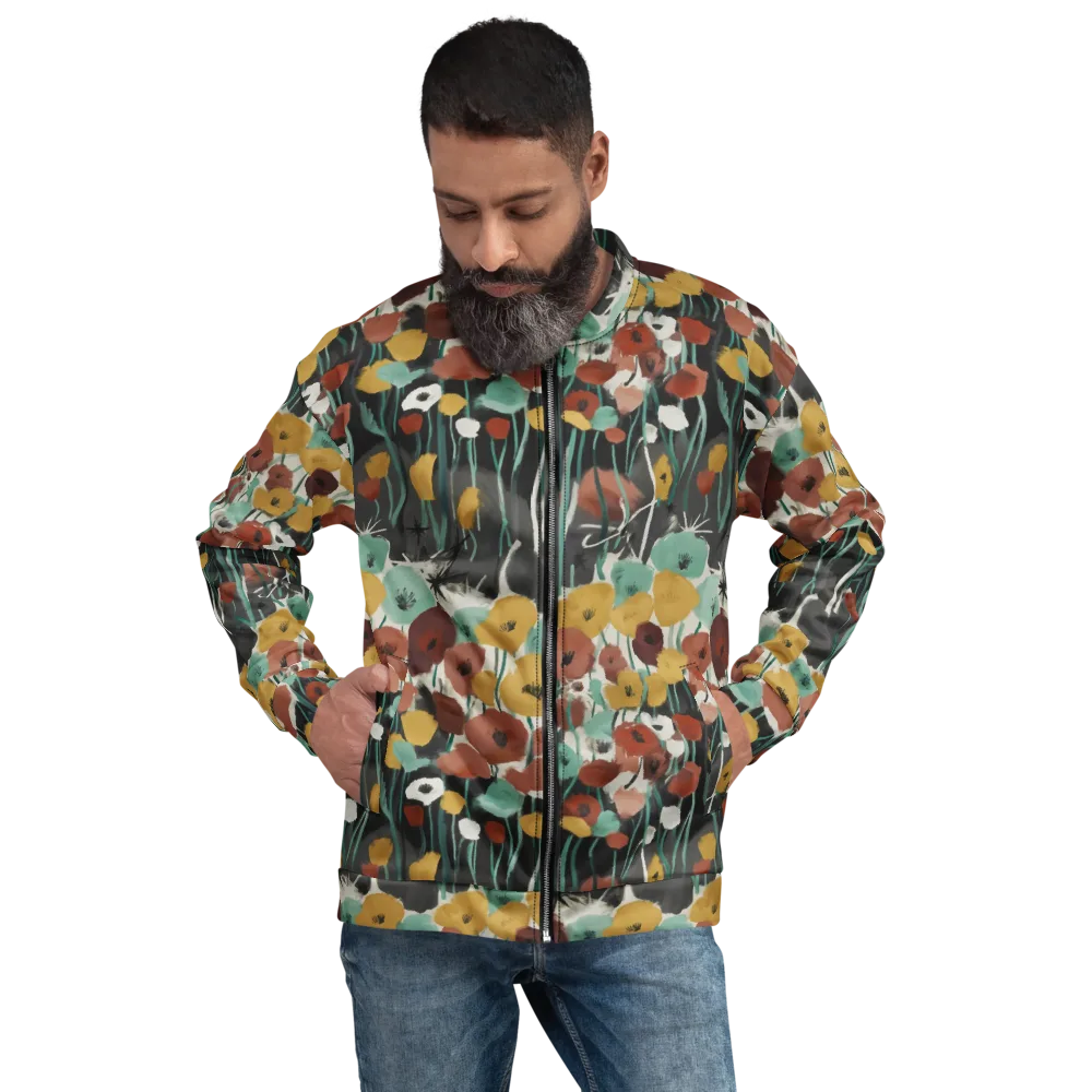Midnight Poppies on Bomber Jacket — Front