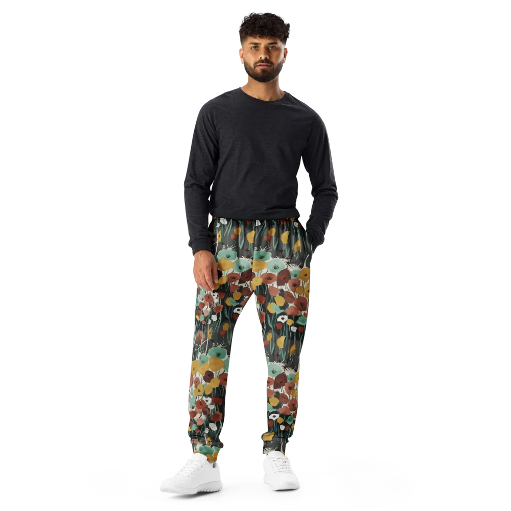 Midnight Poppies on Men's Joggers — Front