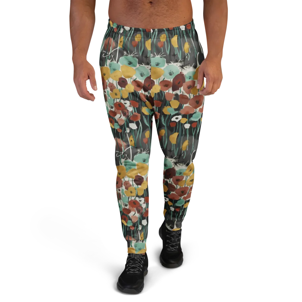 Midnight Poppies on Men's Joggers — Front