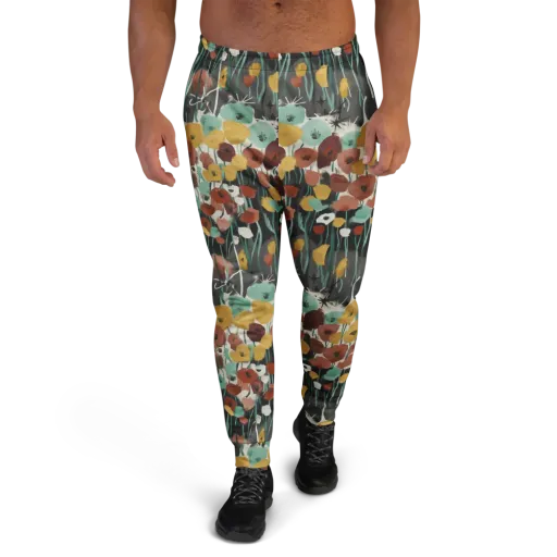 Midnight Poppies on a Men's Joggers