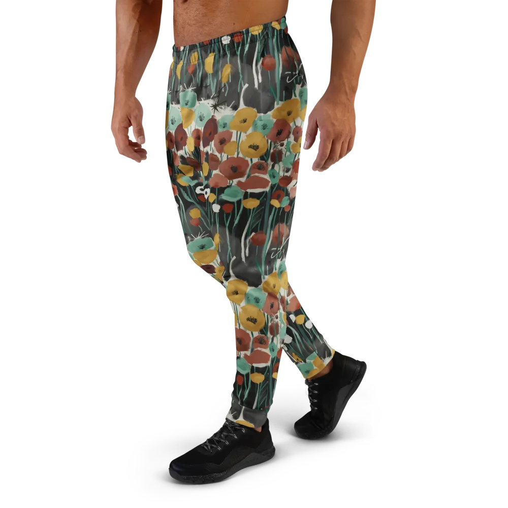 Midnight Poppies on Men's Joggers — Left