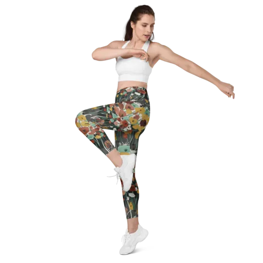 Midnight Poppies on a Leggings with Pockets
