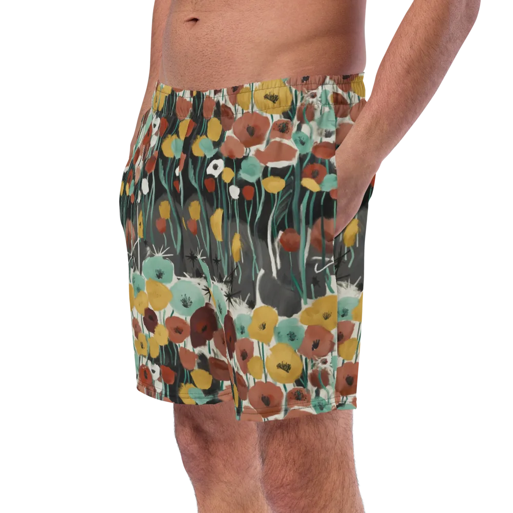 Midnight Poppies on Swim Trunks — Left Front