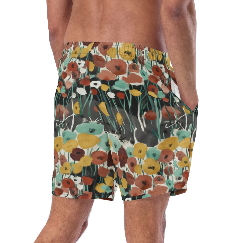 Midnight Poppies on Swim Trunks — Right Back