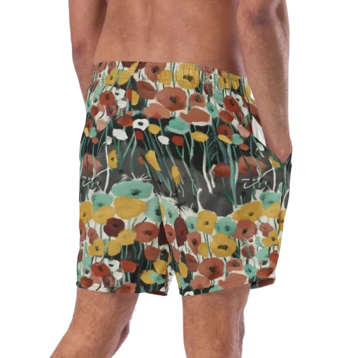 Midnight Poppies on a Swim Trunks