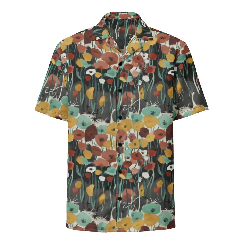 Midnight Poppies on Button Shirt — Front