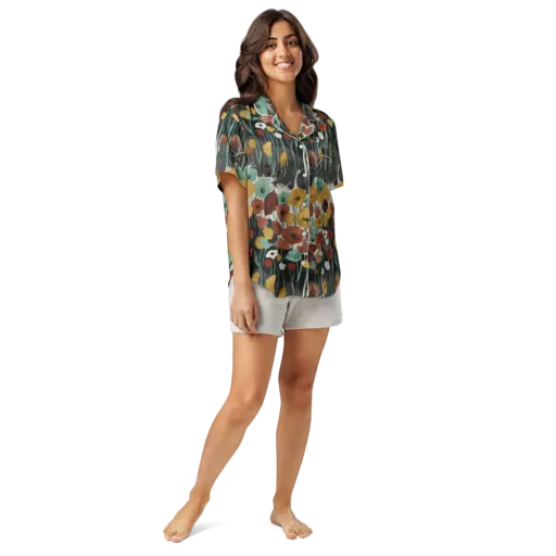 Midnight Poppies on a Women's Short Sleeve Pajama Top