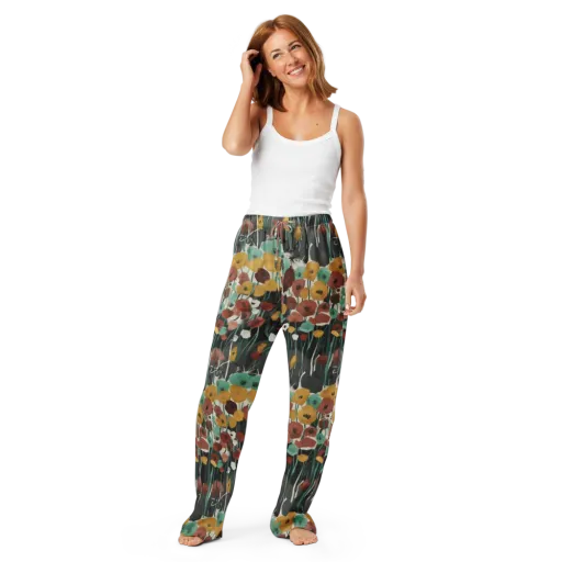 Midnight Poppies on a Women's Pajama Pants