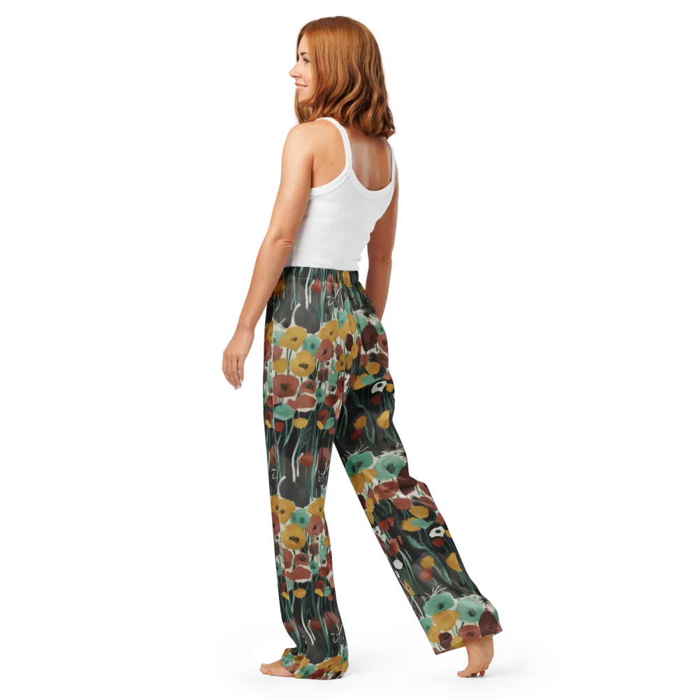 Midnight Poppies on Women's Pajama Pants — Back