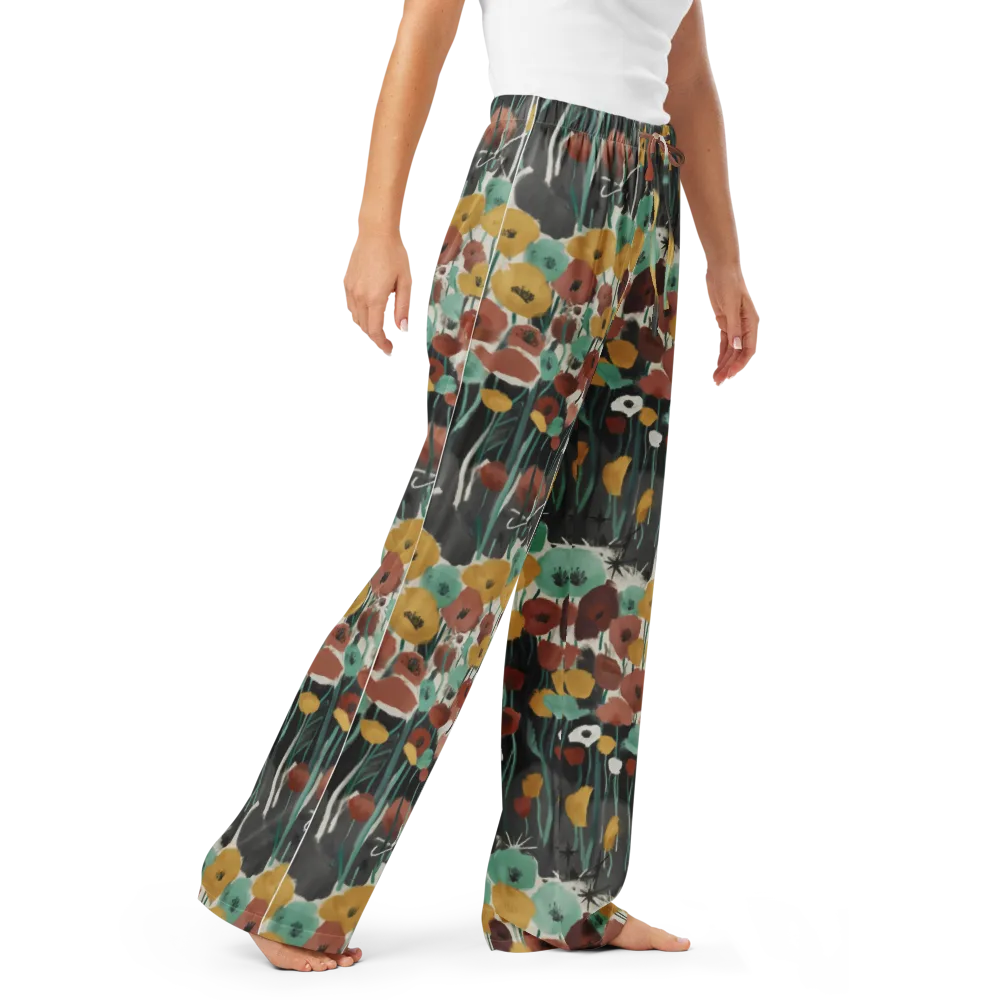 Midnight Poppies on Women's Pajama Pants — Right Front