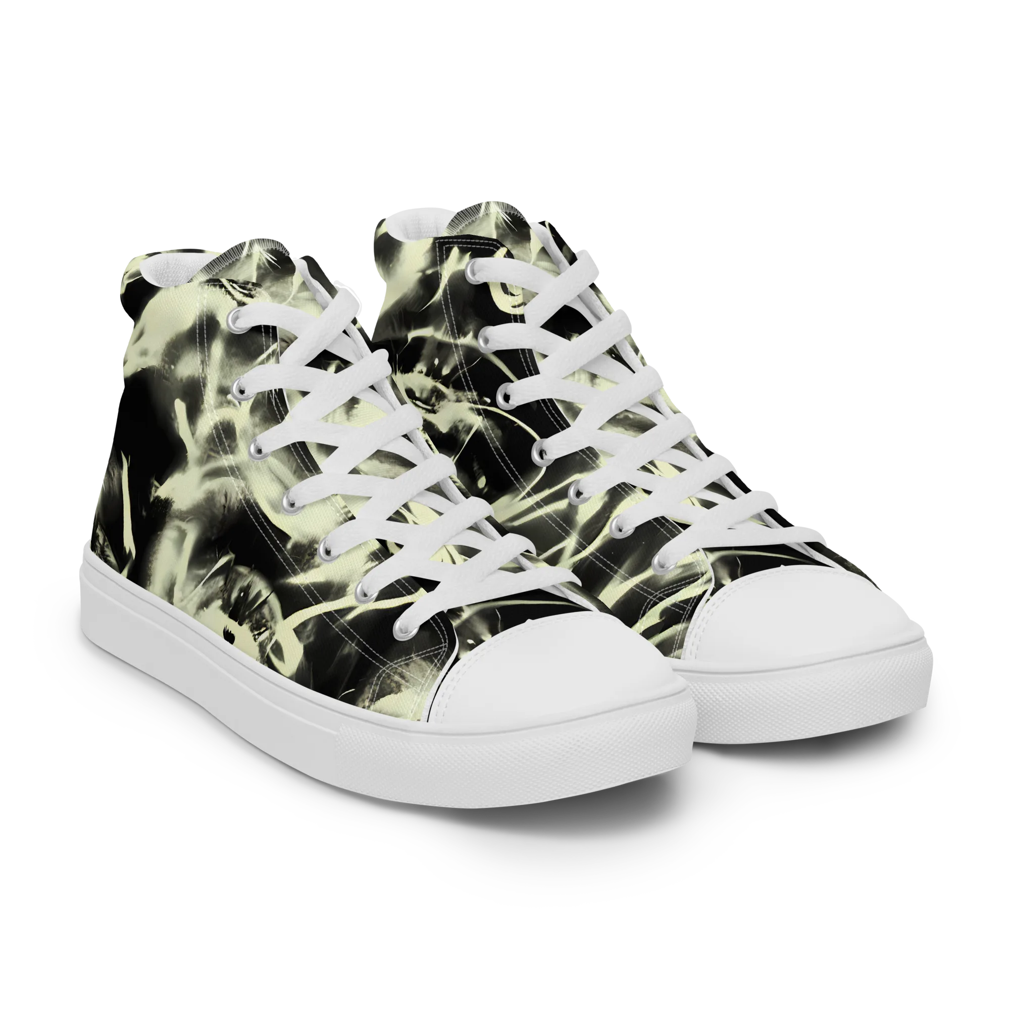 Visionary Flux on Women's High Top Canvas Shoes — Right Front