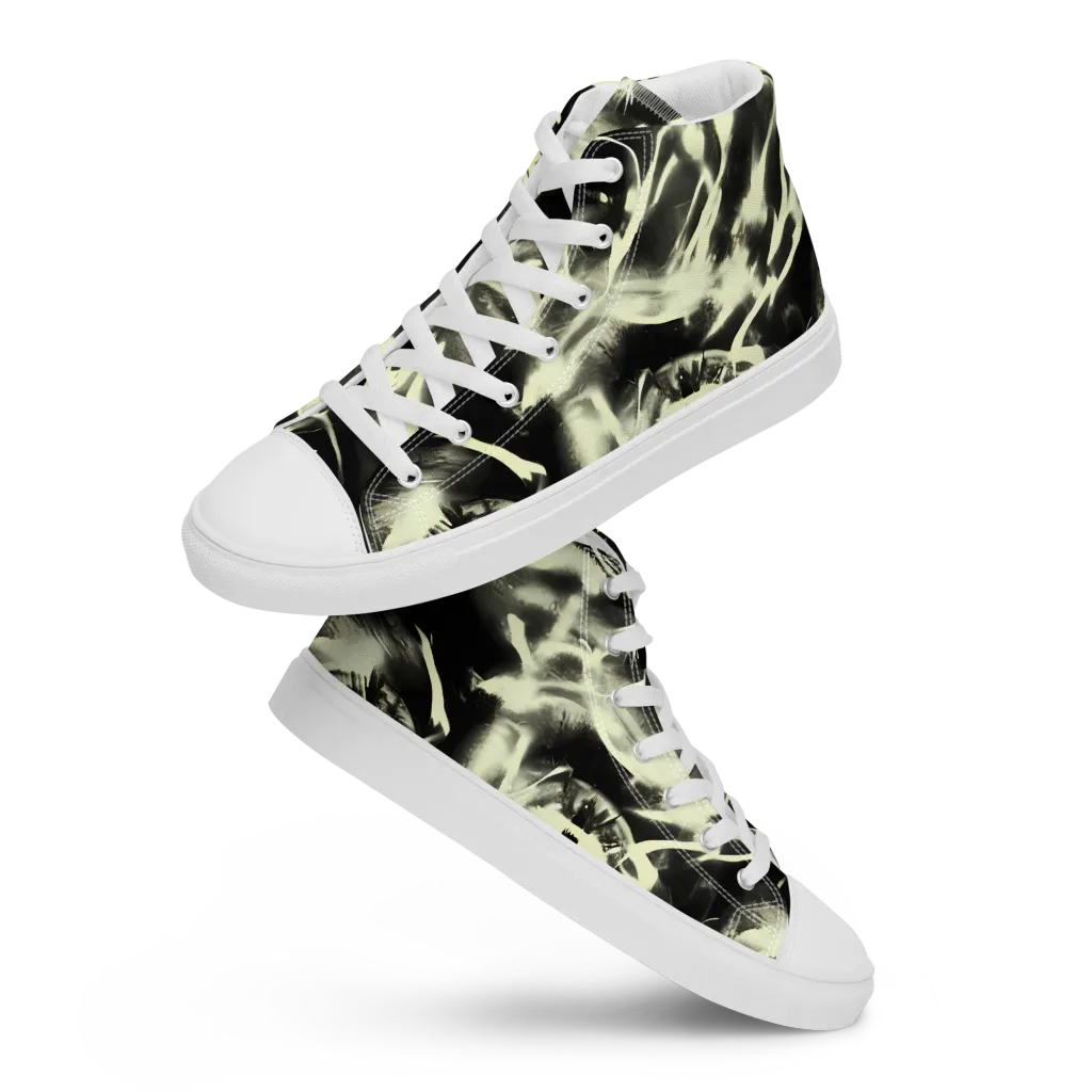 Visionary Flux on Women's High Top Canvas Shoes — Front