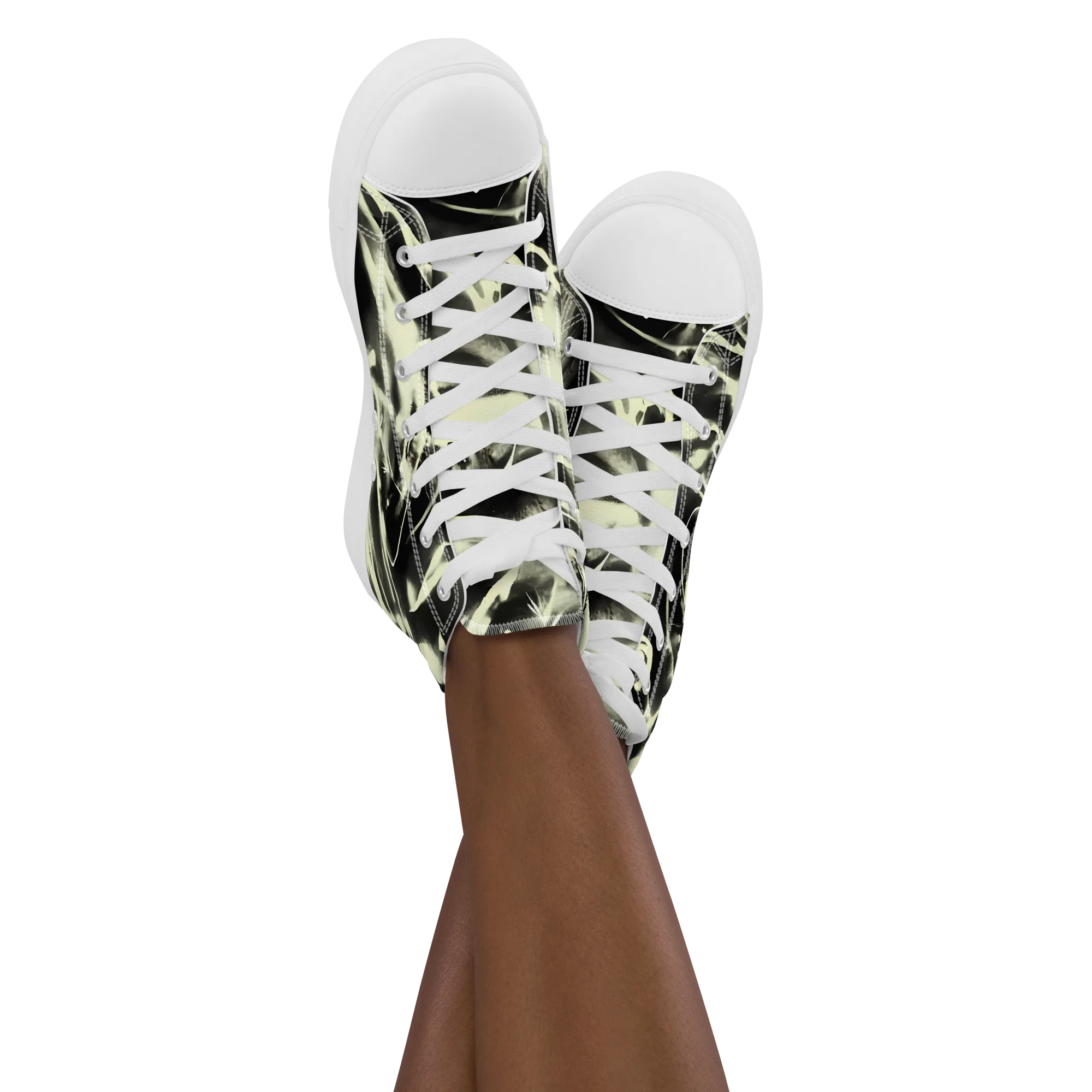 Visionary Flux on Women's High Top Canvas Shoes — Front