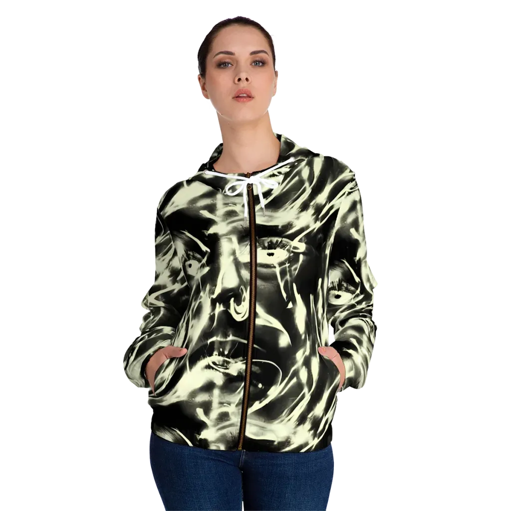 Visionary Flux on Women's Full-Zip Hoodie — Front On Person
