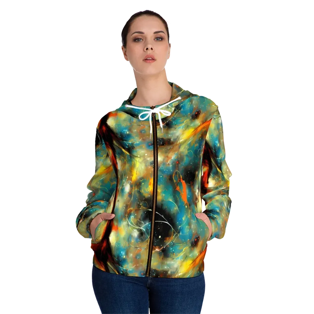 Kohn Cubism on Women's Full-Zip Hoodie — Front On Person