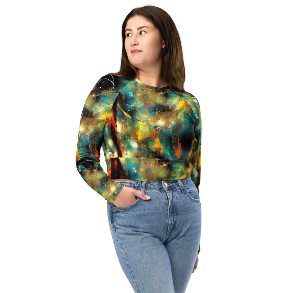Kohn Cubism on Long Sleeve Crop Top — Front