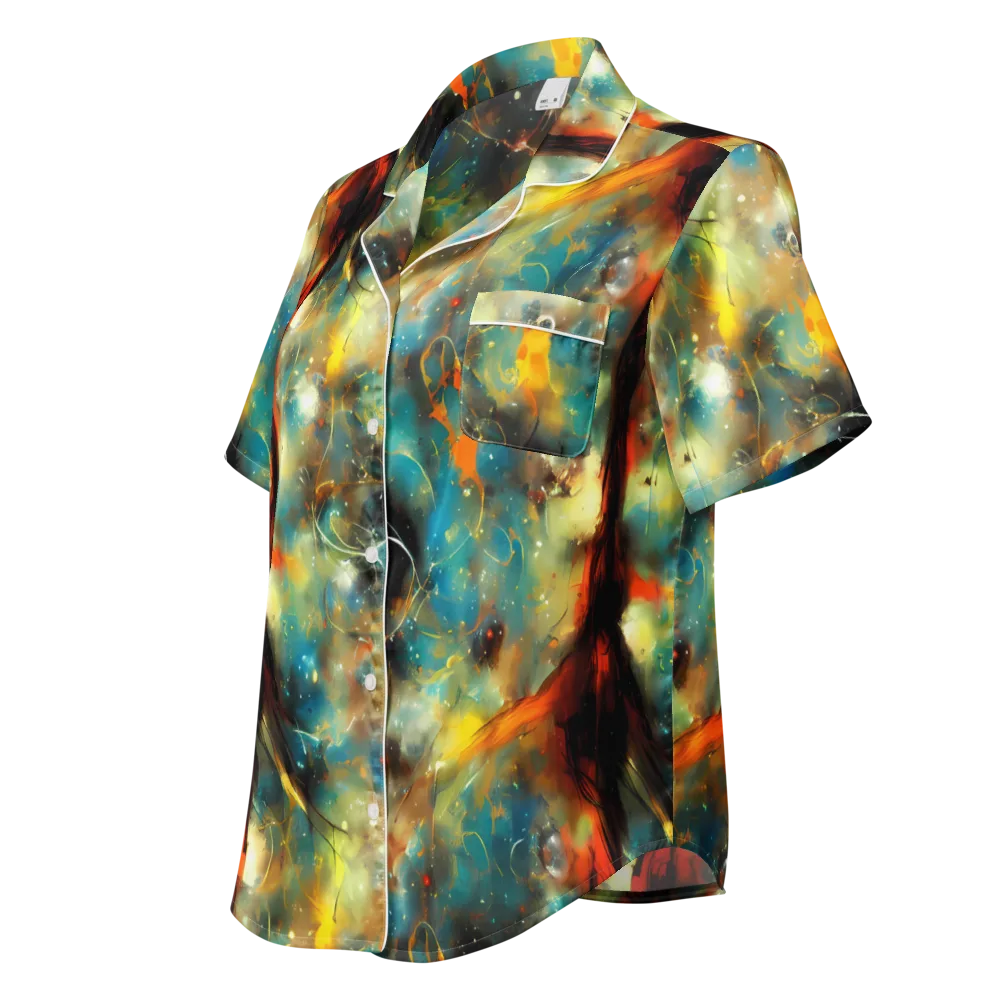 Kohn Cubism on Women's Short Sleeve Pajama Top — Left Front