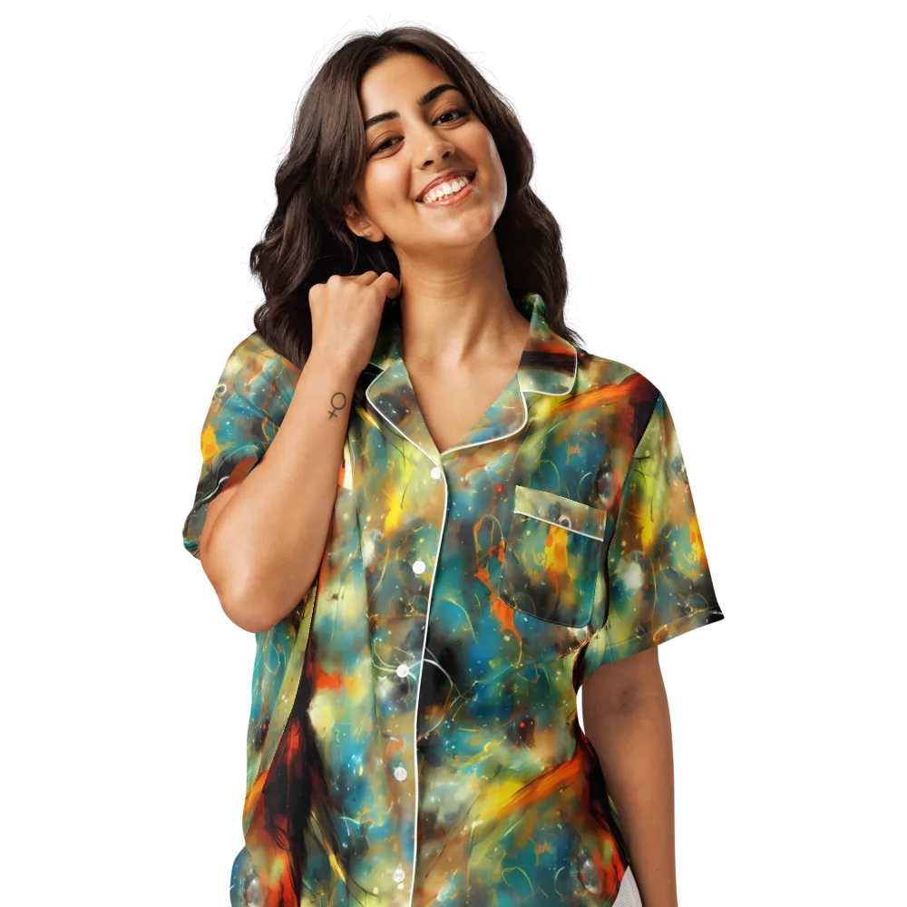 Kohn Cubism on Women's Short Sleeve Pajama Top — Front