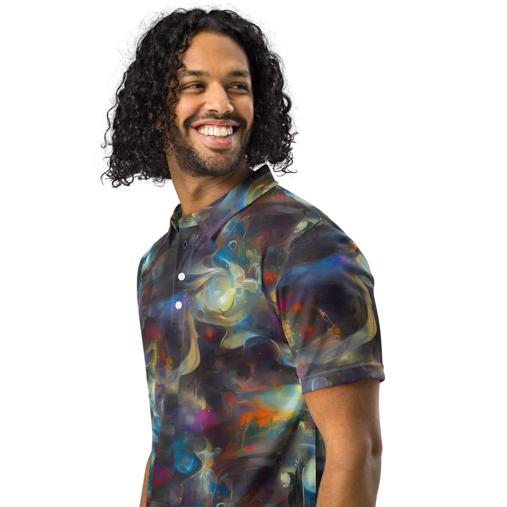 Abyssal Whisper on Men's Slim Fit Polo Shirt — Left Front