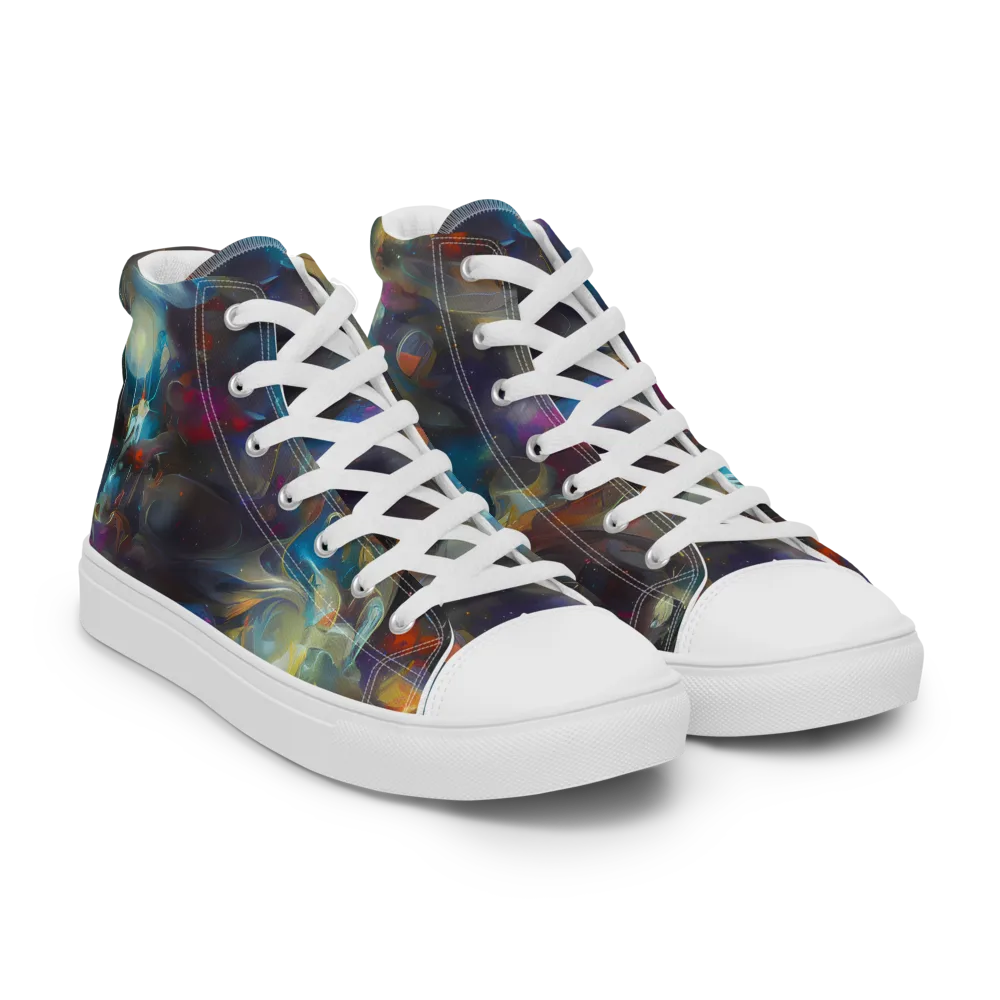 Abyssal Whisper on Men's High Top Canvas Shoes — Right Front