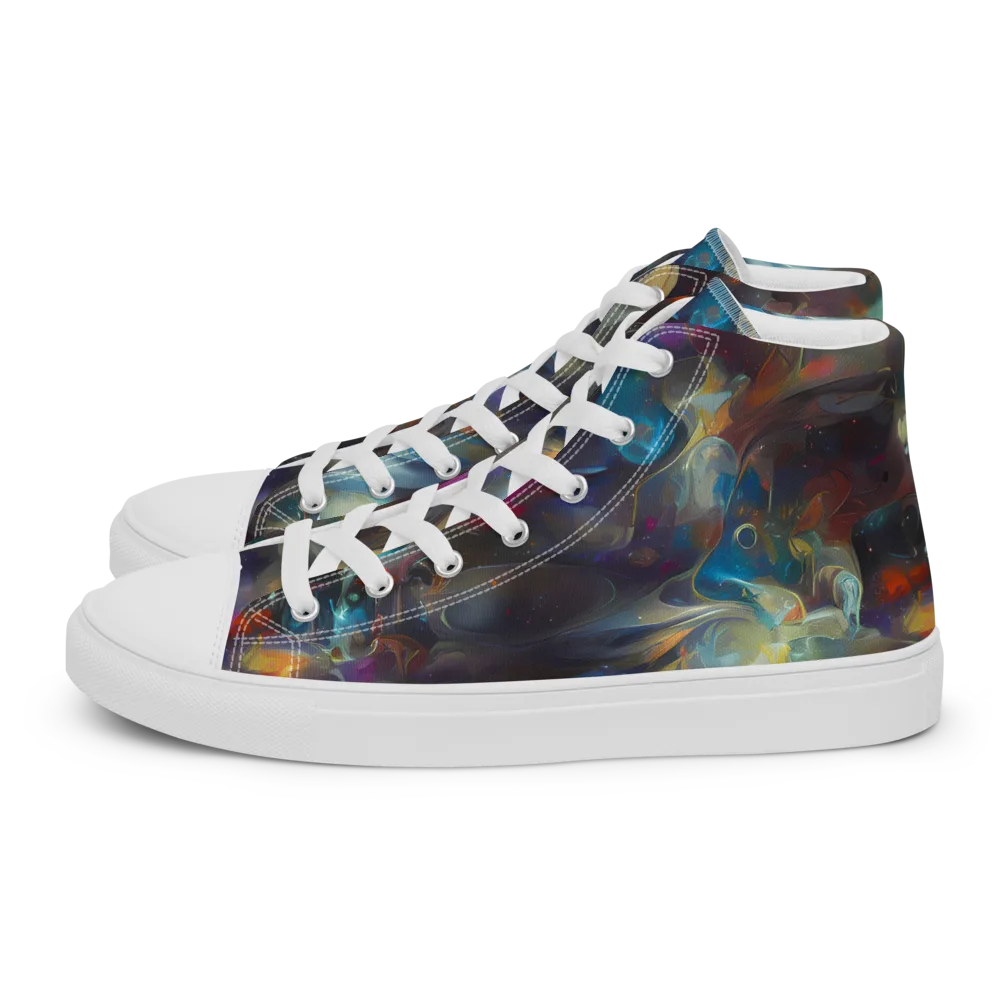 Abyssal Whisper on Men's High Top Canvas Shoes — Left