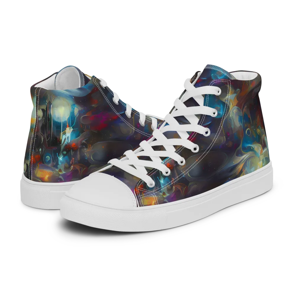 Abyssal Whisper on Men's High Top Canvas Shoes — Left
