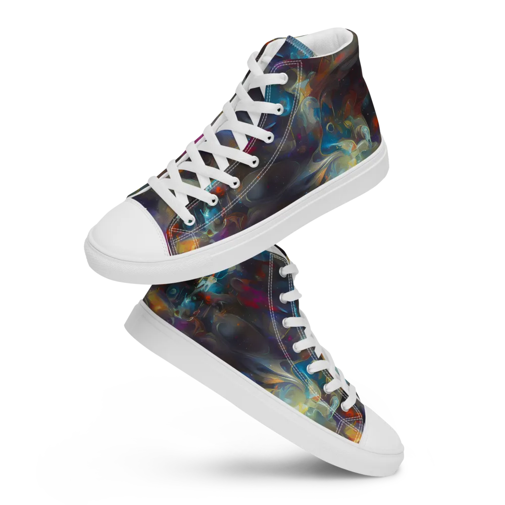 Abyssal Whisper on Men's High Top Canvas Shoes — Front