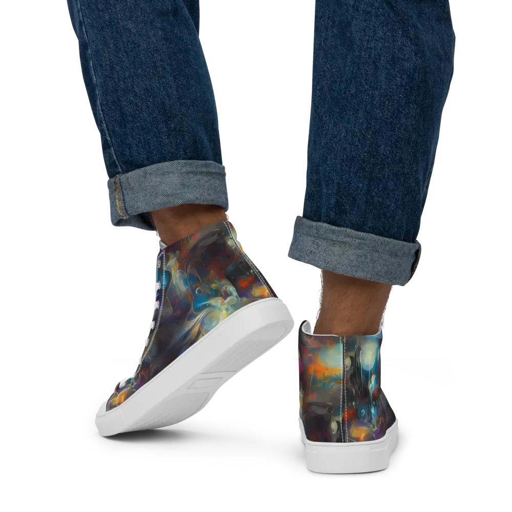 Abyssal Whisper on Men's High Top Canvas Shoes — Back