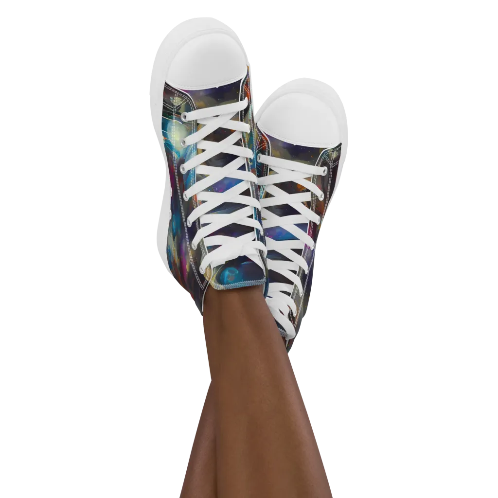 Abyssal Whisper on Women's High Top Canvas Shoes — Front