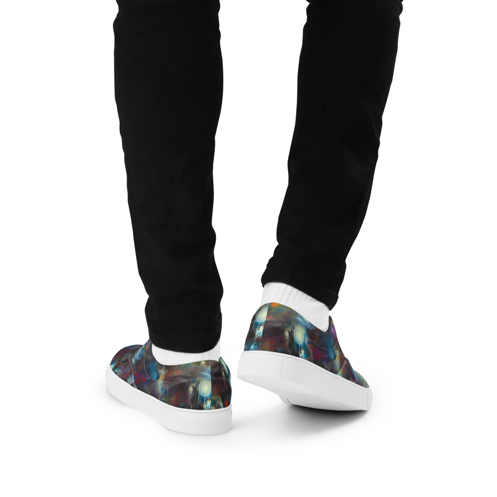 Abyssal Whisper on Men's Lace-Up Canvas Shoes — Back