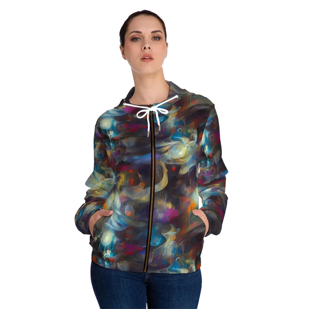 Abyssal Whisper on Women's Full-Zip Hoodie — Front On Person