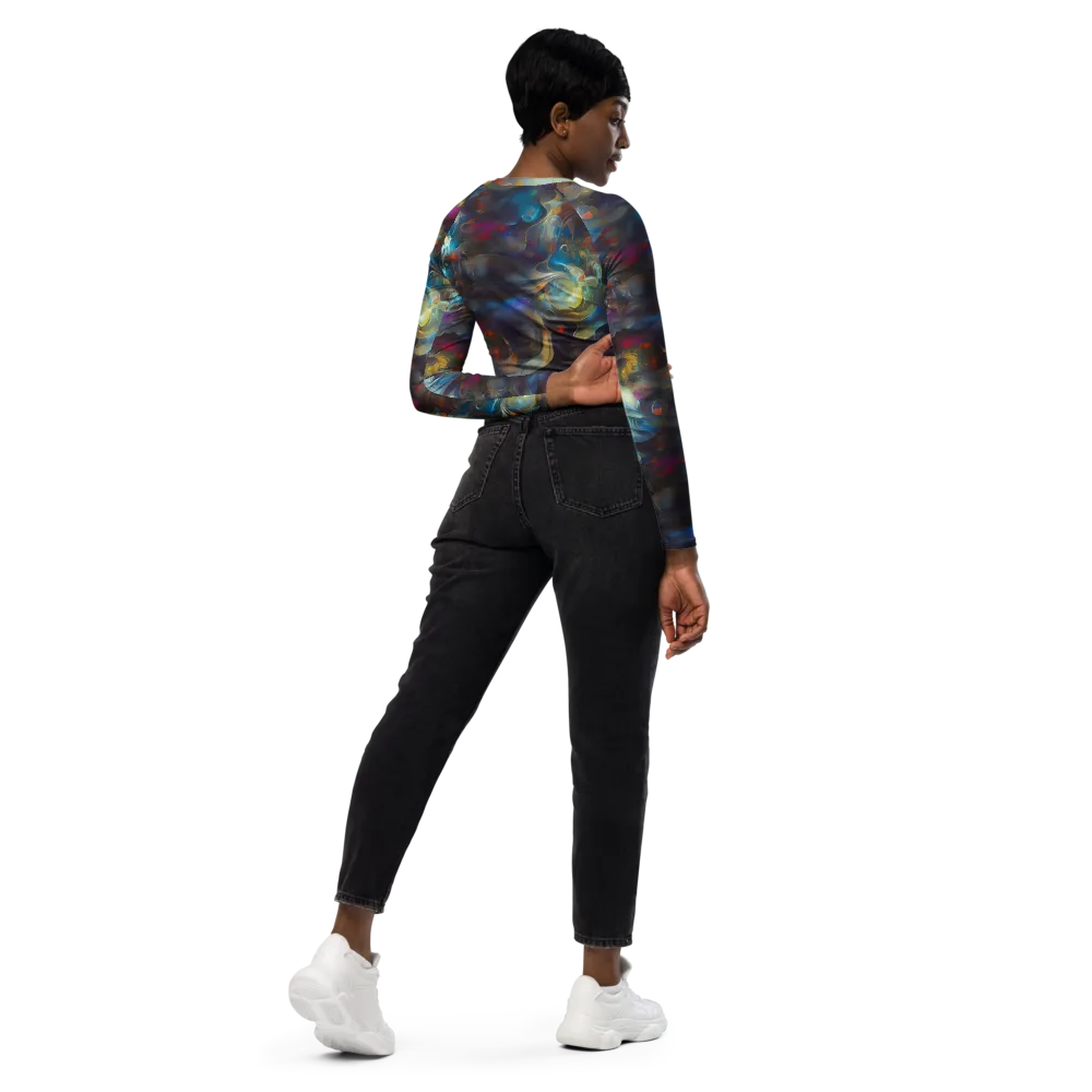 Abyssal Whisper on Long Sleeve Crop Top — Right Back