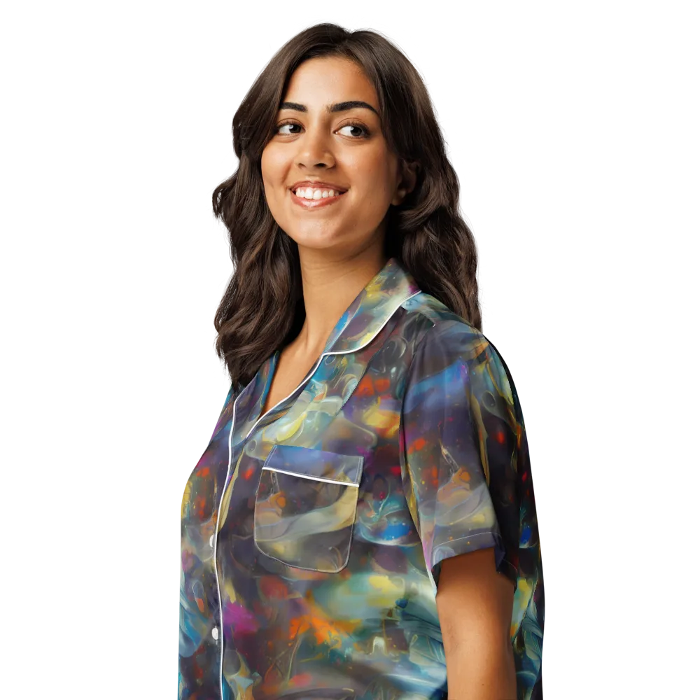 Abyssal Whisper on Women's Short Sleeve Pajama Top — Left Front