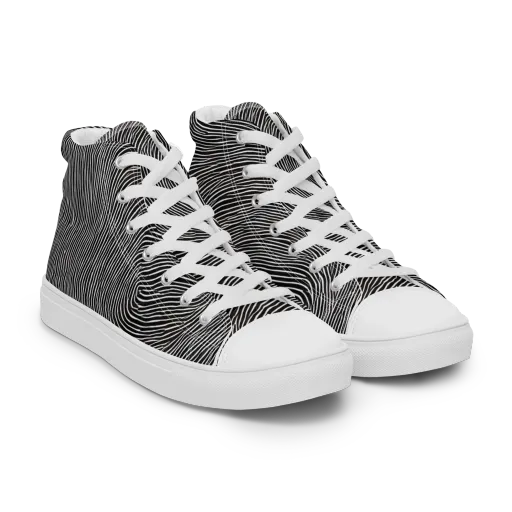 Silent Currents on a Men's High Top Canvas Shoes