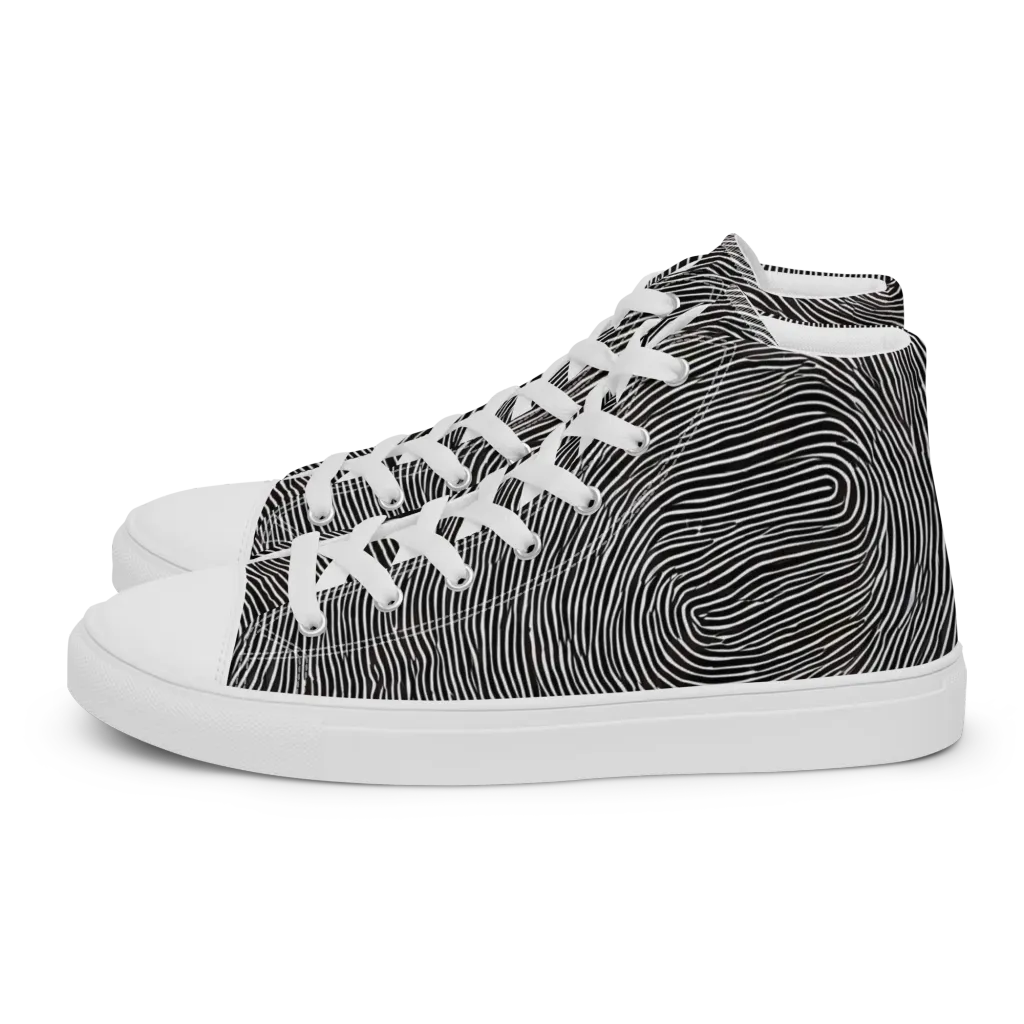 Silent Currents on Men's High Top Canvas Shoes — Left