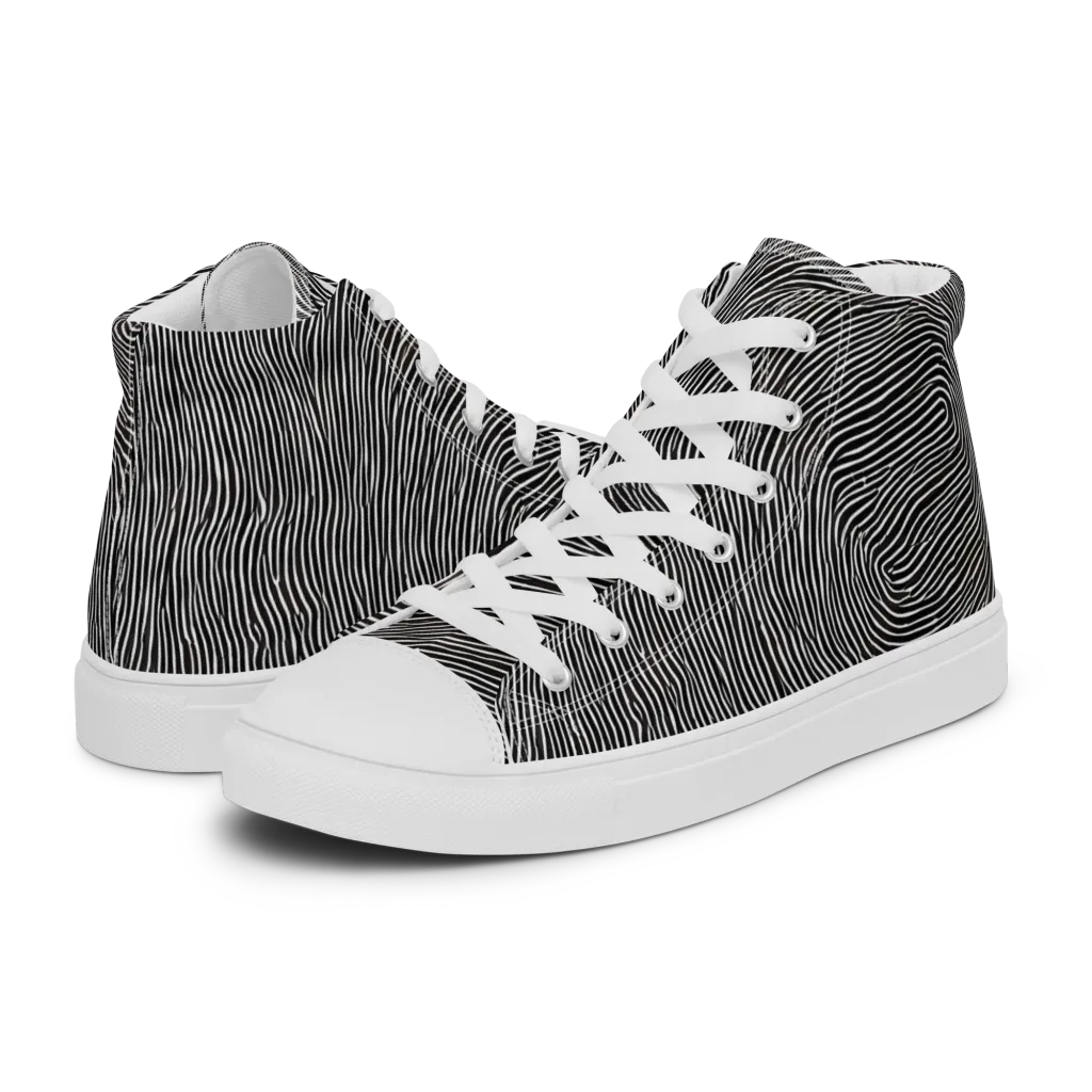 Silent Currents on Men's High Top Canvas Shoes — Left
