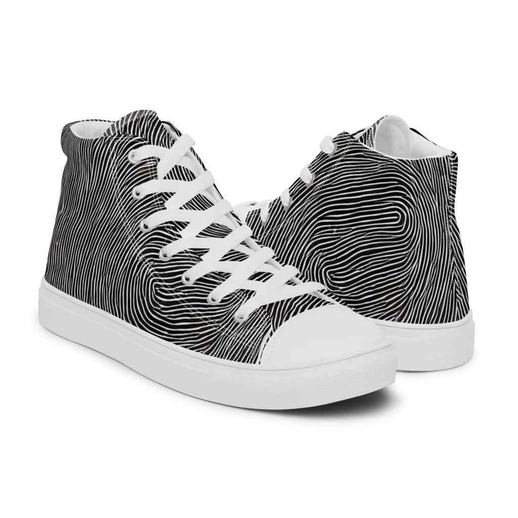 Silent Currents on Men's High Top Canvas Shoes — Right