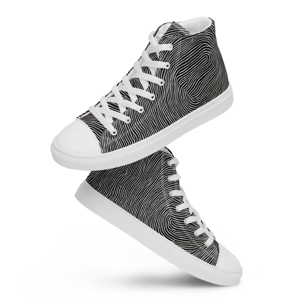 Silent Currents on Men's High Top Canvas Shoes — Front