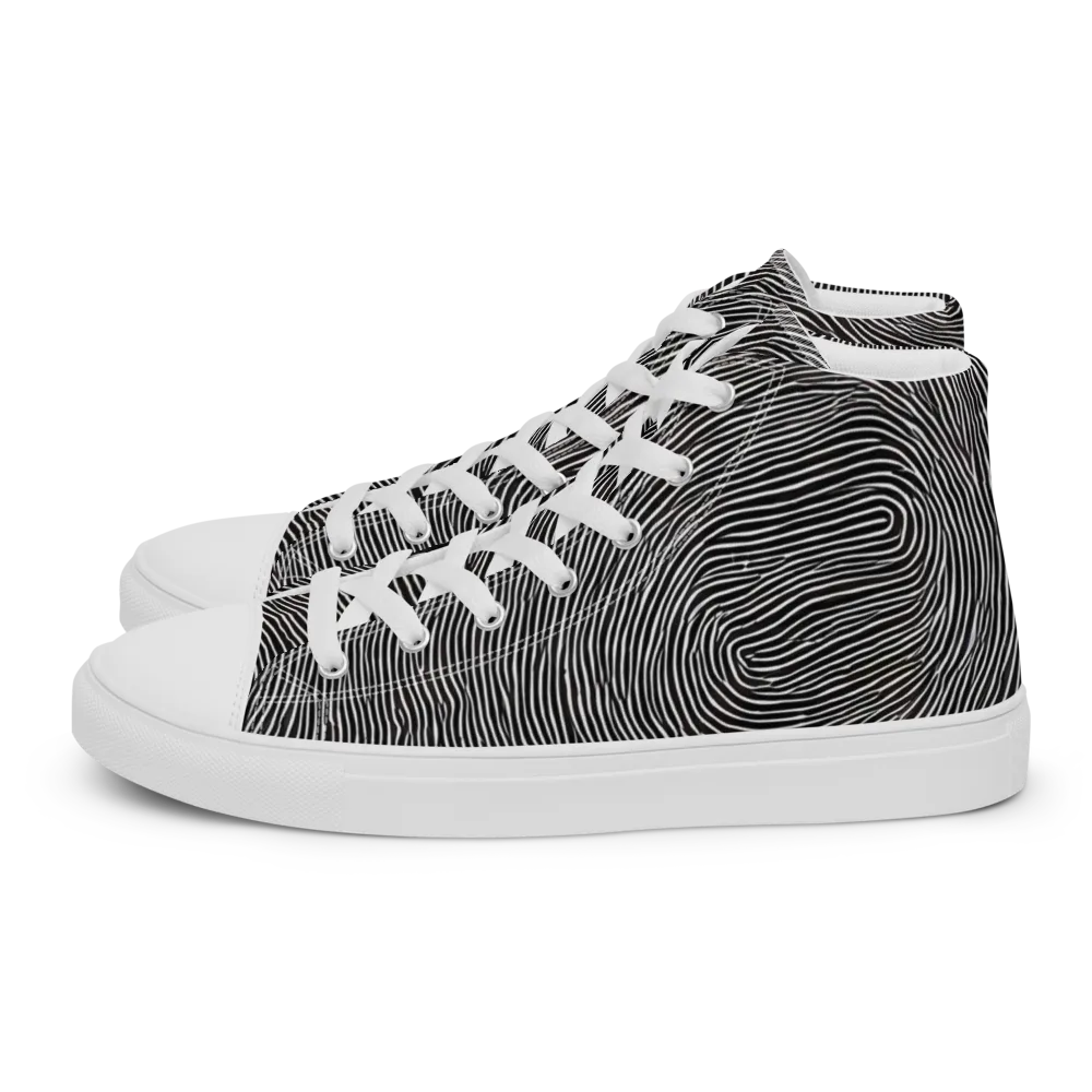 Silent Currents on Women's High Top Canvas Shoes — Left