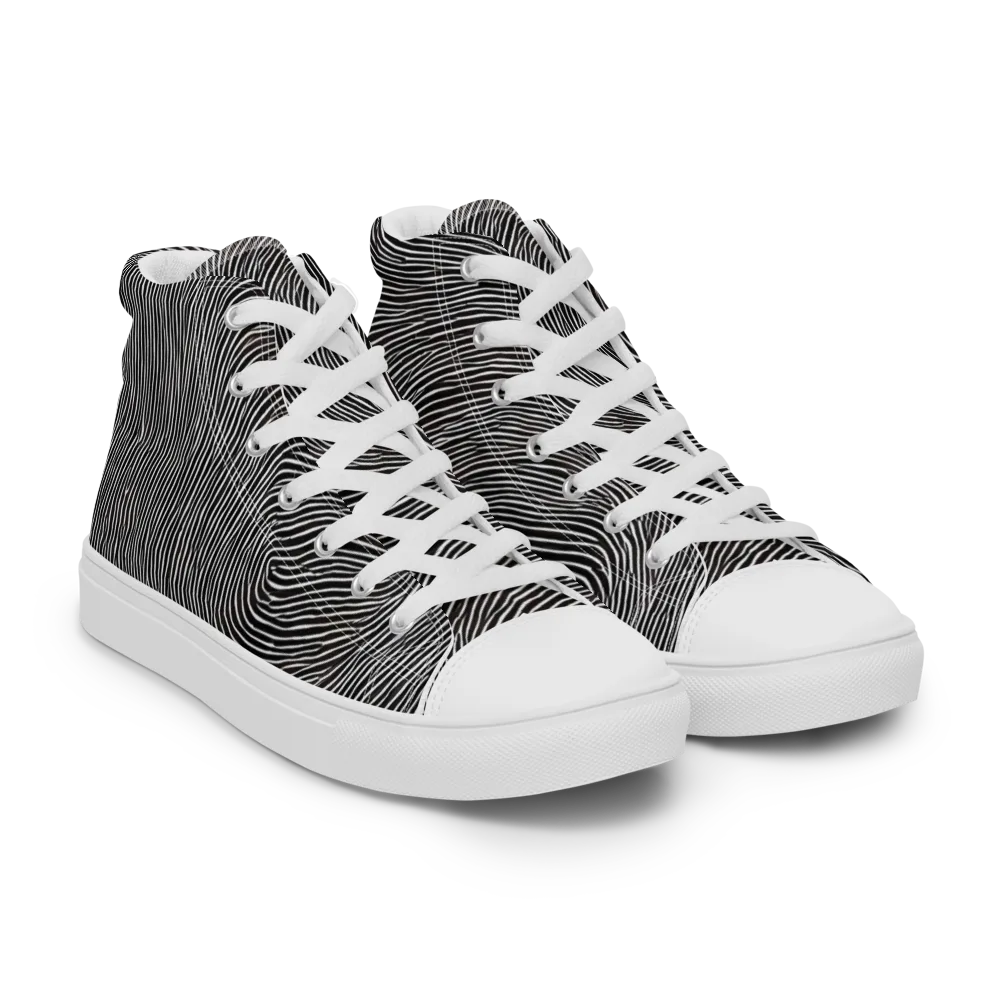 Silent Currents on Women's High Top Canvas Shoes — Right Front