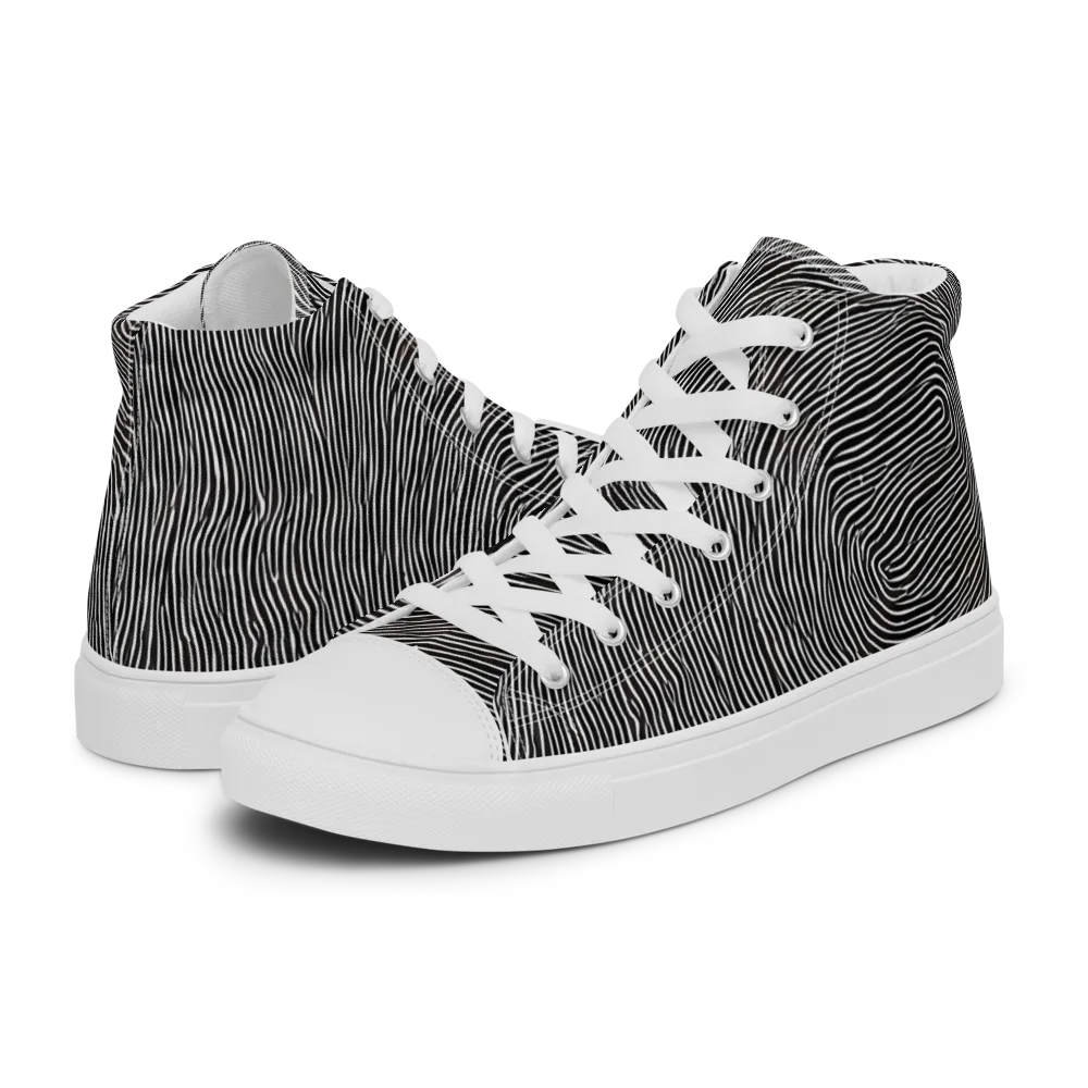 Silent Currents on Women's High Top Canvas Shoes — Left