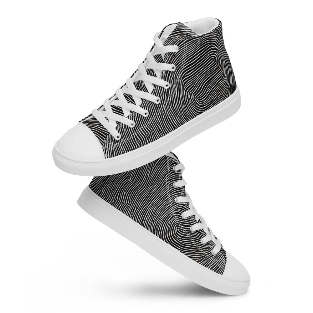 Silent Currents on Women's High Top Canvas Shoes — Front