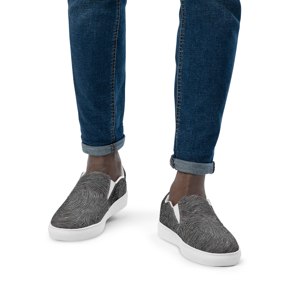 Silent Currents on Men's Slip-On Canvas Shoes — Front
