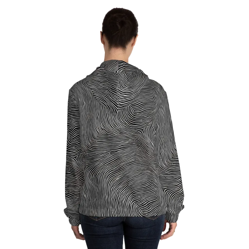 Silent Currents on Women's Full-Zip Hoodie — Back On Person
