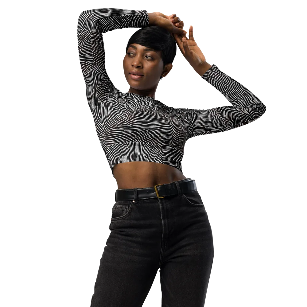 Silent Currents on Long Sleeve Crop Top — Front
