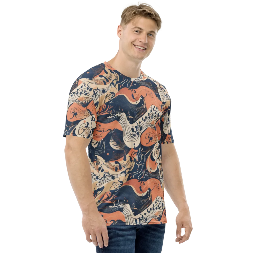 Tidal Line on Men's Crew Neck T-Shirt — Right