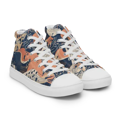 Tidal Line on a Men's High Top Canvas Shoes
